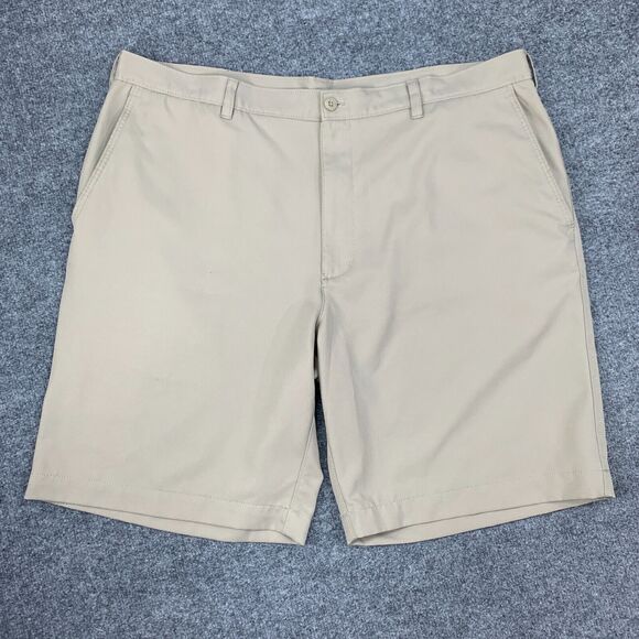 PGA Tour Shorts Mens 40 Stone Flat Front High Rise Moisture Wicking Golf Chino - Picture 2 of 12